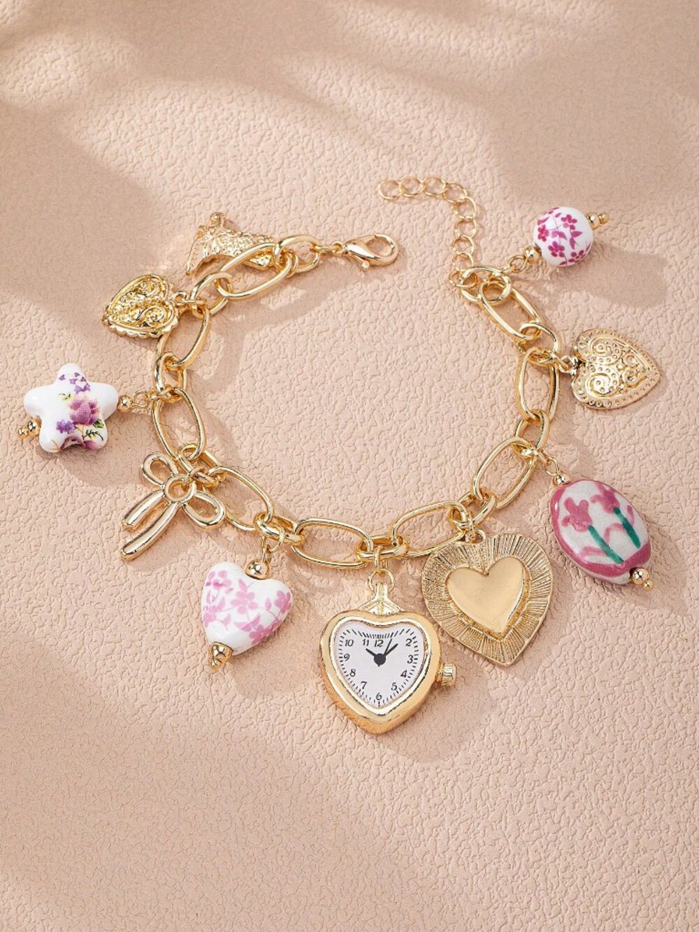 Multicolor Boho Women's Tulip Floral Porcelain Charm Bracelet